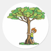Tree Hugger Ronde Sticker (Voorkant)