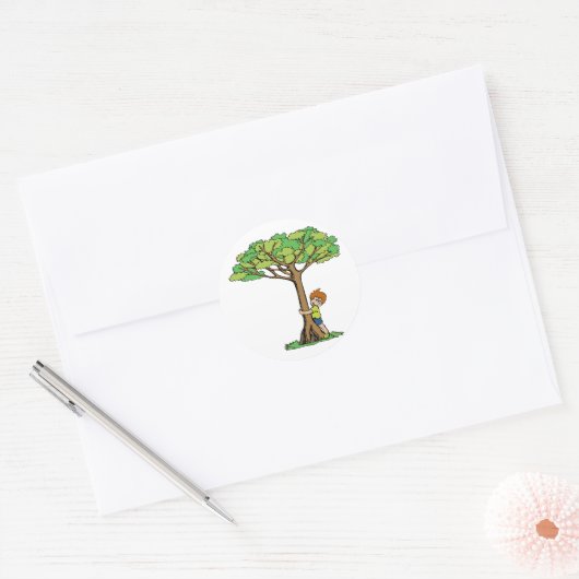 Tree Hugger Ronde Sticker (Envelop)