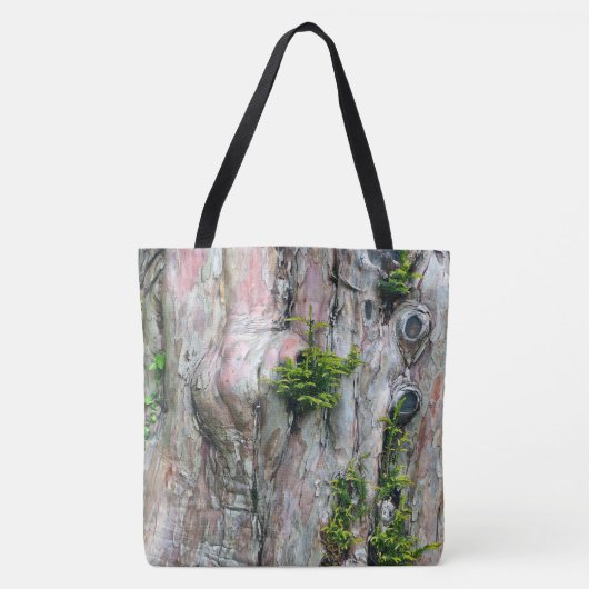 TREE-HUGGERS DELIGHT/TREE TRUNK MET MOS EN KNOOP TOTE BAG (Voorkant)