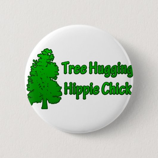 Tree Hugging Hippie Chick Ronde Button 5,7 Cm (Voorkant)