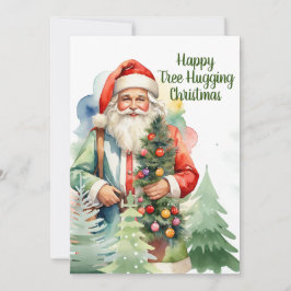 Tree Hugging Santa Flat Vakantie Kaart