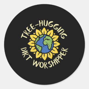 Tree Hugging Vuilaanbidder Shirt Earth Day Sunfl Ronde Sticker
