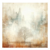 Tree In A City Scape Old Photo Graphic Design Foto Afdruk (Voorkant)