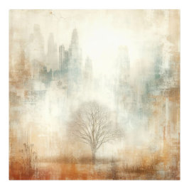 Tree In A City Scape Old Photo Graphic Design Foto Afdruk