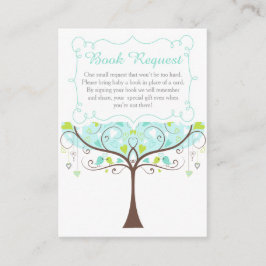 Tree in Blue and Green Baby Shower Book Request Informatiekaartje