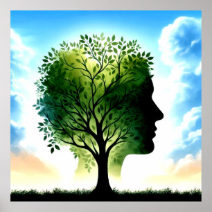 Tree in Human Skull (red klimaatverandering) Poste Poster