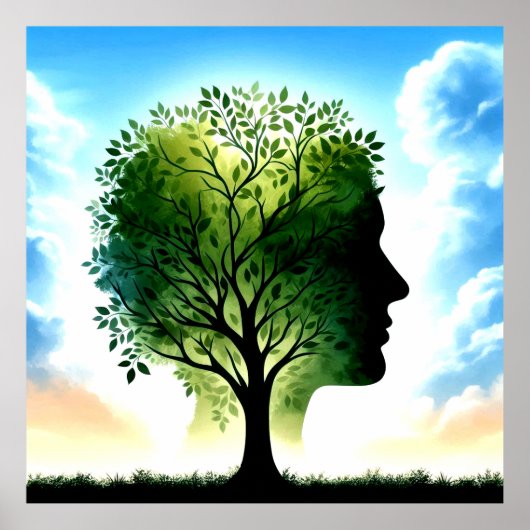 Tree in Human Skull (red klimaatverandering) Poste Poster (Voorkant)