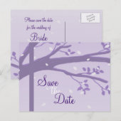 Tree in Silhouette Paarse Save the Date Briefkaart (Voorkant / Achterkant)