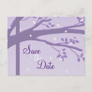 Tree in Silhouette Paarse Save the Date Briefkaart