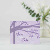 Tree in Silhouette Paarse Save the Date Briefkaart (Staand voorkant)