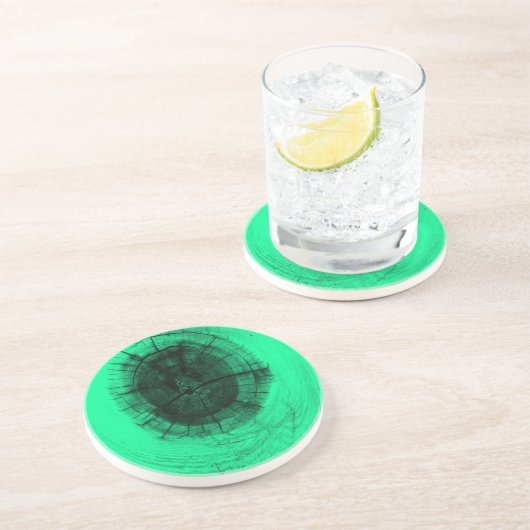 Tree Knot in Neon Green Zandsteen Onderzetter (Zijkant)