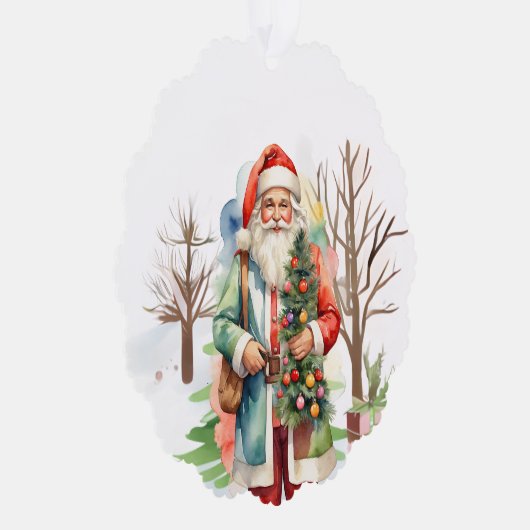 Tree knuffelen Santa Paper Ornament Kaart (Rechts)