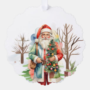Tree knuffelen Santa Paper Ornament Kaart