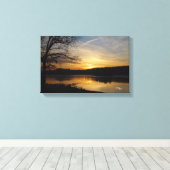 Tree Lake Sunrise Stretched Canvas Afdrukken (Insitu (Houten vloer))