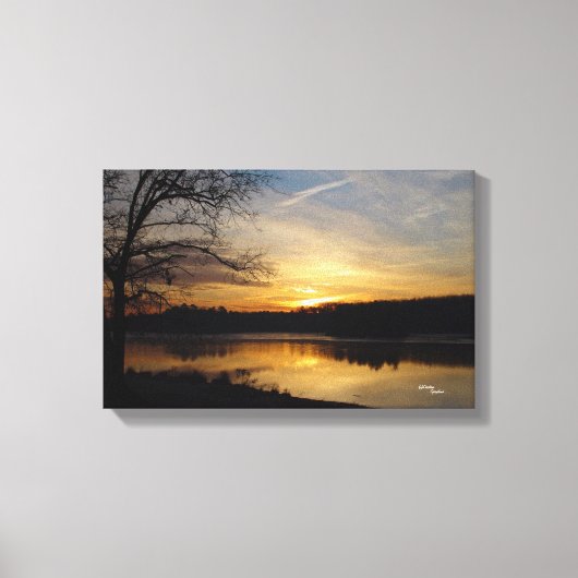 Tree Lake Sunrise Stretched Canvas Afdrukken (Voorkant)