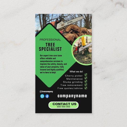 TREE landscape gardener Business Card Visitekaartje (Voorkant)