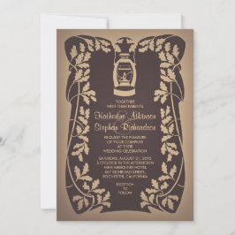 Tree Lantern Rustic Wedding Invitation Kaart