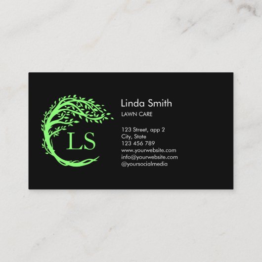 Tree Life Coach Therapeut Lawn Care Landscaping Visitekaartje (Achterkant)