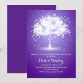 Tree & Lights paarse bruiloft verlovingsfeest Kaart (Voorkant / Achterkant)