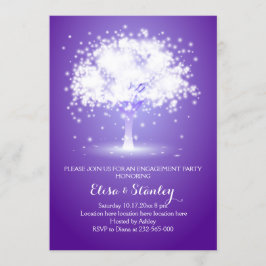 Tree & Lights paarse bruiloft verlovingsfeest Kaart