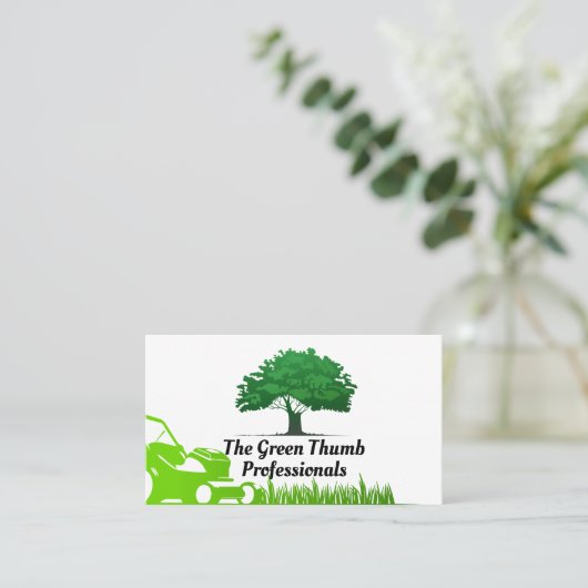 Tree Logo | Grasmaaier en gras Visitekaartje (Staand voorkant)
