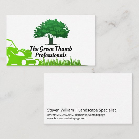 Tree Logo | Grasmaaier en gras Visitekaartje (Voorkant / Achterkant)