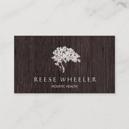 Tree Logo Holistische gezondheid en wellness hout Visitekaartje (Voorkant)