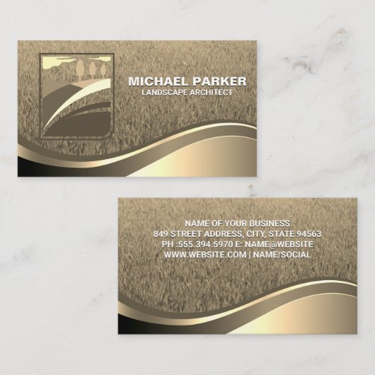 Tree Logo Landscape | goudmetaalgolf Visitekaartje (Voorkant / Achterkant)