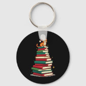 Tree Love Reading Books Cat Librarian Funny Christ Sleutelhanger (Voorkant)