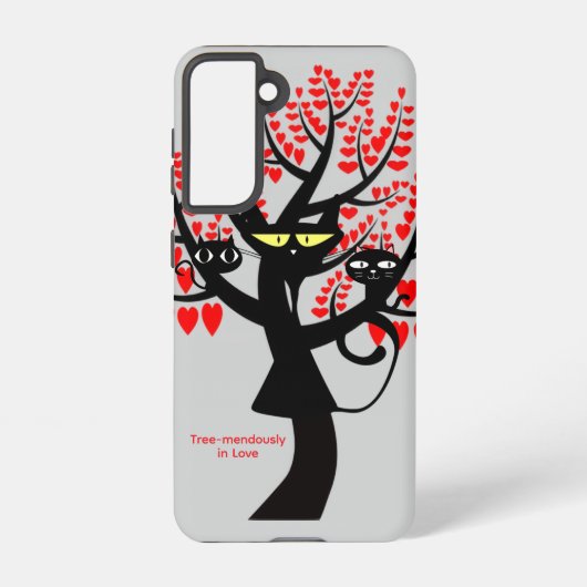 Tree-mendously in Love Galaxy Case – Black Cats Samsung Galaxy Hoesje (Achterkant)