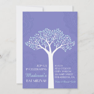TREE MET STARS Bat Mitzvah Invitation Kaart