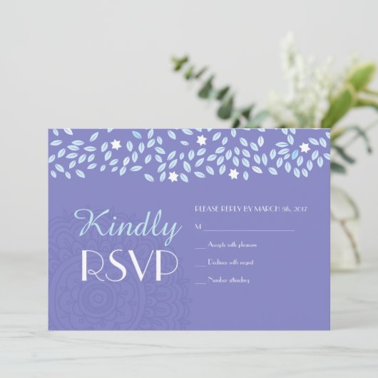 TREE MET STARS WEDDING RSVP Reply Kaart (Staand voorkant)