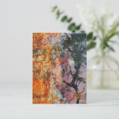 Tree Mixed Media Collage Pink Orange Blue Black Briefkaart (Staand voorkant)