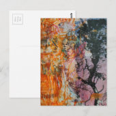 Tree Mixed Media Collage Pink Orange Blue Black Briefkaart (Voorkant / Achterkant)