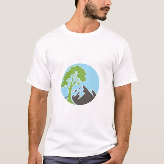 Tree Mountain Circle Nature Lover Eco T-Shirt (Voorkant)