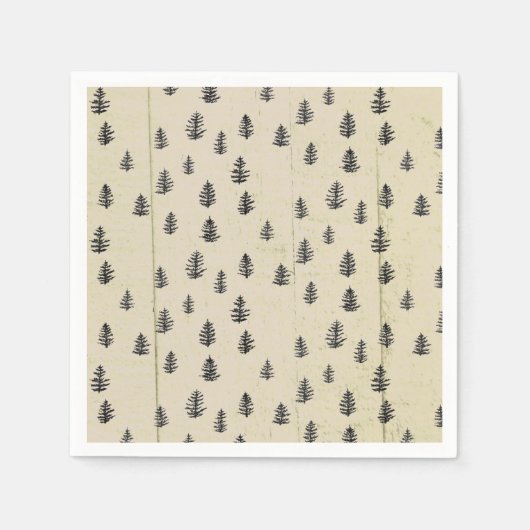 Tree Mountain Illustration Patroon Rustiek Servet (Voorkant)