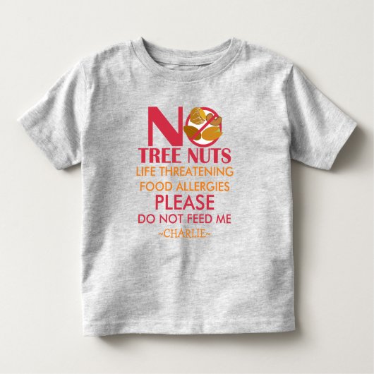 Tree Nut Allergy Shirt, Geef me geen eten Kinder Shirts (Voorkant)