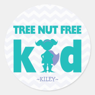 Tree Nut Gratis Kind Superhero Meisje Allergie Sti Ronde Sticker
