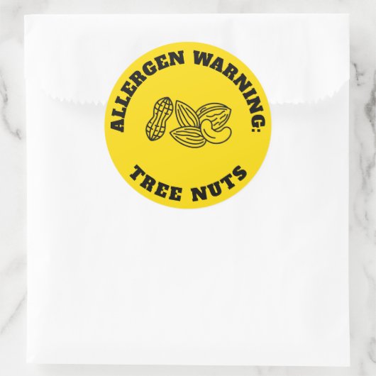 Tree Nuts Allergen Warning Sticker - Yellow Safety (Tas)