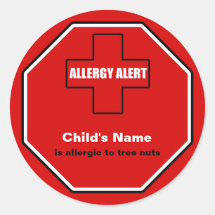 Tree Nuts Allergie Medische Alert Aangepaste SML S Ronde Sticker