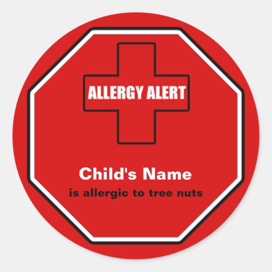 Tree Nuts Allergie Medische Alert Aangepaste SML S Ronde Sticker (Voorkant)