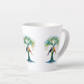 Tree of Harmony - Levendige twee vogels Abstracte  Latte Mok (Rechterhoek)