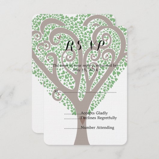 Tree of Hearts Bruiloft RSVP (Voorkant / Achterkant)