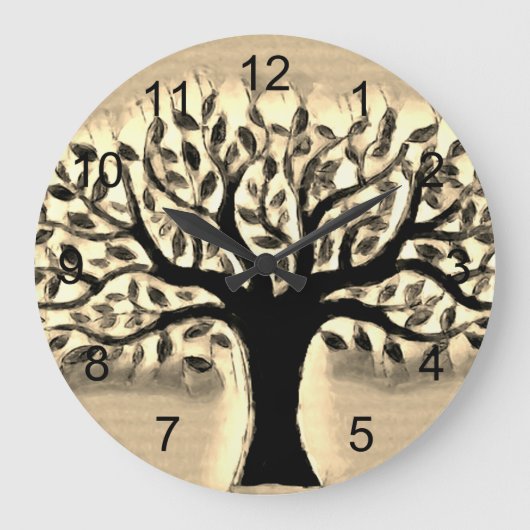Tree of Life Abstracte Natuur kunst Grote Klok (Voorkant)