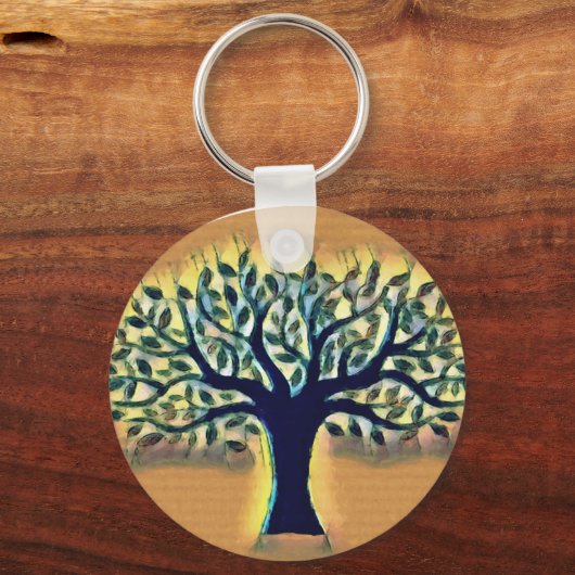 Tree of Life Abstracte Natuur kunst Sleutelhanger (Voorkant)