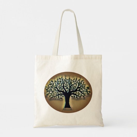Tree of Life Abstracte Natuur kunst Tote Bag (Achterkant)