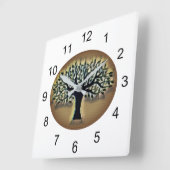Tree of Life Abstracte Natuur kunst Vierkante Klok (Hoek)