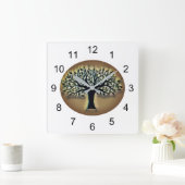 Tree of Life Abstracte Natuur kunst Vierkante Klok (Huis)