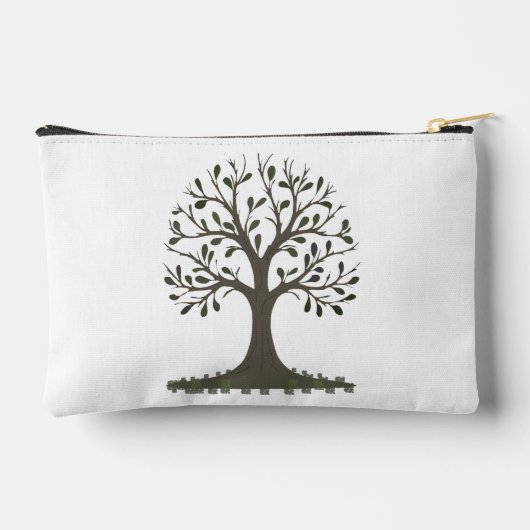 🌳 Tree of Life Accessory Pouch - Green & White Etui (Achterkant)