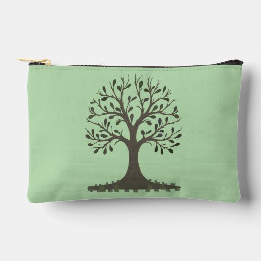 🌳 Tree of Life Accessory Pouch - Green & White Etui (Voorkant)